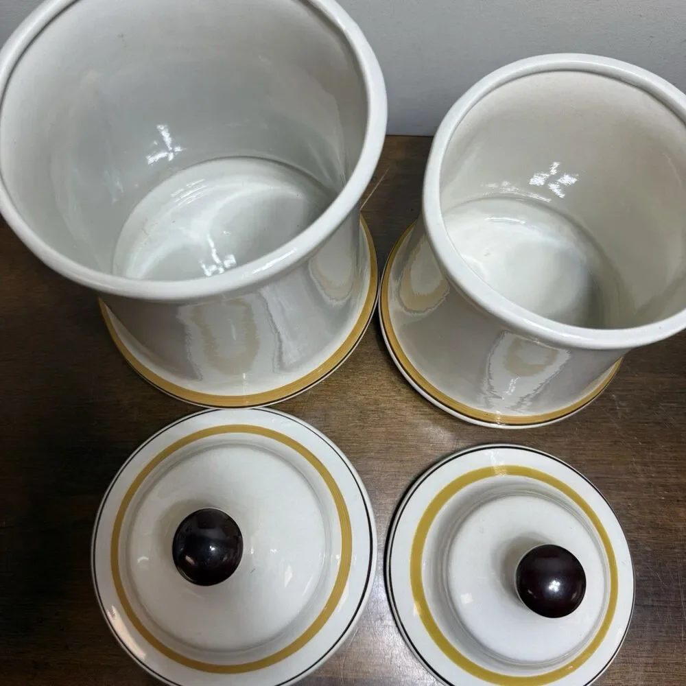 Vtg 70s Acsons Adela Canister Set Of 2 Mid Century Retro Floral Grandma Cottage